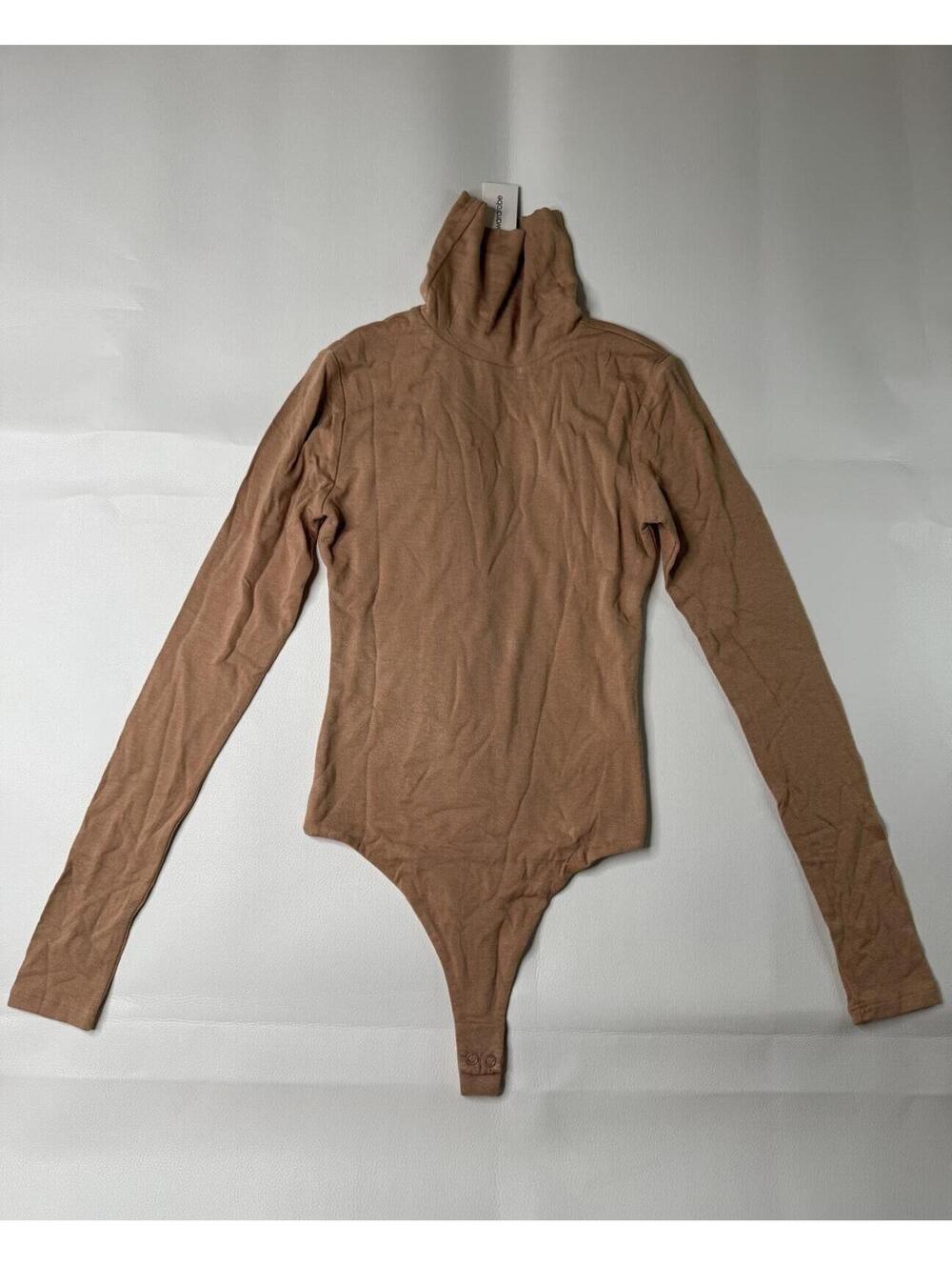 Naked Wardrobe Tan Turtleneck Bodysuit XS